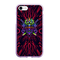 Чехол iPhone 7/8 матовый Разноцветный Самурай, цвет: 3D-сиреневый