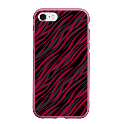 Чехол iPhone 7/8 матовый Модный полосатый красно- черный узор Зебра, цвет: 3D-малиновый