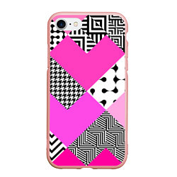 Чехол iPhone 7/8 матовый Розовые стрелки и паттерн, цвет: 3D-светло-розовый