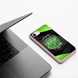 Чехол iPhone 7/8 матовый Герб России - спортивный черно-зеленый стиль, цвет: 3D-светло-розовый — фото 2