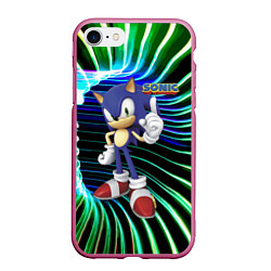 Чехол iPhone 7/8 матовый Sonic - hedgehog - video game, цвет: 3D-малиновый