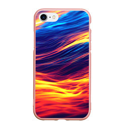 Чехол iPhone 7/8 матовый Волны неон, цвет: 3D-светло-розовый