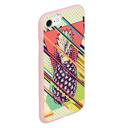 Чехол iPhone 7/8 матовый Геометрический ретро дизайн с ананасом, цвет: 3D-светло-розовый — фото 2