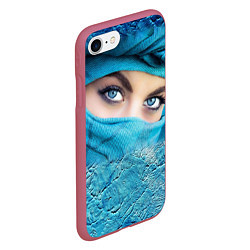 Чехол iPhone 7/8 матовый Синеглазая девушка в хиджабе, цвет: 3D-малиновый — фото 2