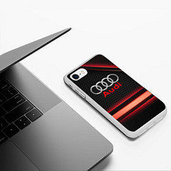 Чехол iPhone 7/8 матовый Audi абстракция карбон, цвет: 3D-белый — фото 2