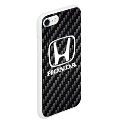 Чехол iPhone 7/8 матовый Honda абстракция карбон, цвет: 3D-белый — фото 2