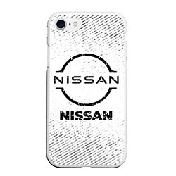 Чехол iPhone 7/8 матовый Nissan с потертостями на светлом фоне, цвет: 3D-белый