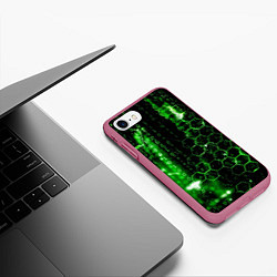 Чехол iPhone 7/8 матовый Зелёный программный код, цвет: 3D-малиновый — фото 2