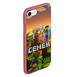 Чехол iPhone 7/8 матовый Семен Minecraft, цвет: 3D-малиновый — фото 2