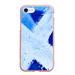 Чехол iPhone 7/8 матовый Белый крест на синем фоне, цвет: 3D-светло-розовый