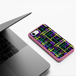 Чехол iPhone 7/8 матовый Геометрический узор с мраморной текстурой, цвет: 3D-малиновый — фото 2