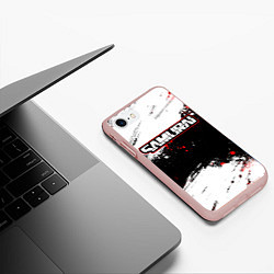 Чехол iPhone 7/8 матовый Samurai - cyberpunk 2077 - Белый краски, цвет: 3D-светло-розовый — фото 2