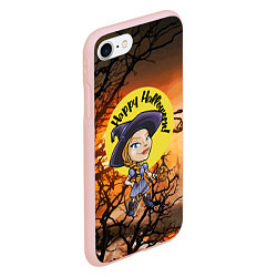 Чехол iPhone 7/8 матовый Happy Halloween - Witch, цвет: 3D-светло-розовый — фото 2