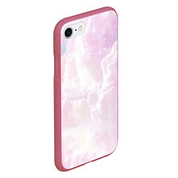 Чехол iPhone 7/8 матовый Розовые облака на голубом небе, цвет: 3D-малиновый — фото 2