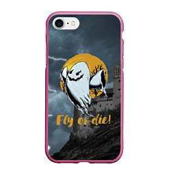 Чехол iPhone 7/8 матовый Fly or die! Castle, цвет: 3D-малиновый