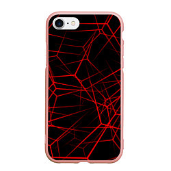 Чехол iPhone 7/8 матовый Красные линии на черном фоне, цвет: 3D-светло-розовый