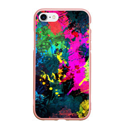 Чехол iPhone 7/8 матовый Разноцветные кляксы красов, цвет: 3D-светло-розовый