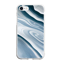 Чехол iPhone 7/8 матовый Сине-белые разводы краски, цвет: 3D-белый
