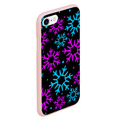 Чехол iPhone 7/8 матовый Неоновые снежинки, цвет: 3D-светло-розовый — фото 2