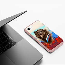 Чехол iPhone 7/8 матовый Не буди зверя русский медведь, цвет: 3D-светло-розовый — фото 2