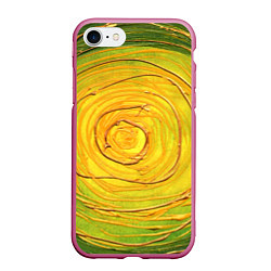 Чехол iPhone 7/8 матовый Желто-зеленая текстурная абстракция акрилом, цвет: 3D-малиновый