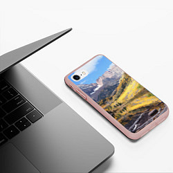 Чехол iPhone 7/8 матовый Красивая река между гор, цвет: 3D-светло-розовый — фото 2