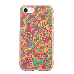 Чехол iPhone 7/8 матовый Цифровой камуфляж - сиренево-зеленый, цвет: 3D-светло-розовый