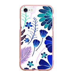 Чехол iPhone 7/8 матовый Графичная растительная композиция, цвет: 3D-светло-розовый