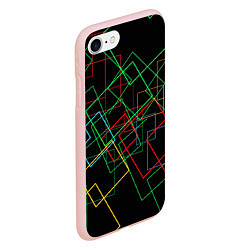 Чехол iPhone 7/8 матовый Разноцветные квадраты, цвет: 3D-светло-розовый — фото 2