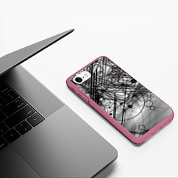 Чехол iPhone 7/8 матовый Геометрические фигуры графика, цвет: 3D-малиновый — фото 2