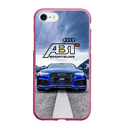 Чехол iPhone 7/8 матовый Audi ABT - sportsline на трассе, цвет: 3D-малиновый