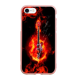 Чехол iPhone 7/8 матовый Огненная гитара, цвет: 3D-светло-розовый