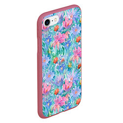 Чехол iPhone 7/8 матовый Цветущий луг абстракция акварель, цвет: 3D-малиновый — фото 2