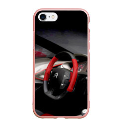 Чехол iPhone 7/8 матовый Ситроен - салон - Steering wheel, цвет: 3D-светло-розовый