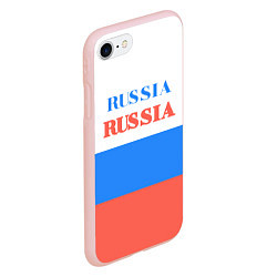 Чехол iPhone 7/8 матовый Цвета флага России Russia, цвет: 3D-светло-розовый — фото 2