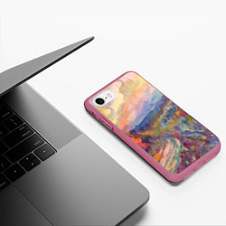 Чехол iPhone 7/8 матовый Осенний пейзаж акварель, цвет: 3D-малиновый — фото 2