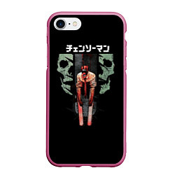 Чехол iPhone 7/8 матовый Chainsaw Man, цвет: 3D-малиновый