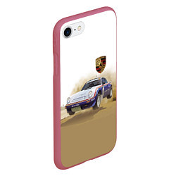 Чехол iPhone 7/8 матовый Porsche - гонки в пустыне, цвет: 3D-малиновый — фото 2