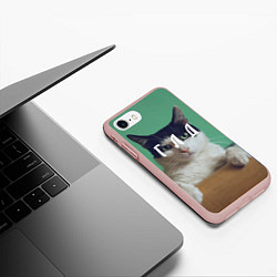Чехол iPhone 7/8 матовый Мем с котом - голод, цвет: 3D-светло-розовый — фото 2