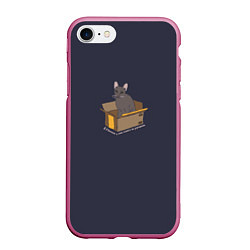 Чехол iPhone 7/8 матовый Кошка в коробке, цвет: 3D-малиновый
