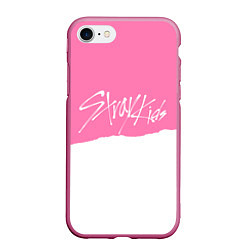 Чехол iPhone 7/8 матовый Stray Kids pink and white, цвет: 3D-малиновый