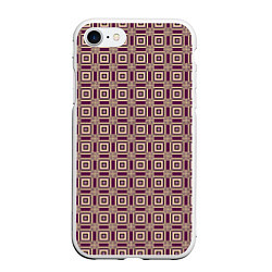 Чехол iPhone 7/8 матовый Большие и маленькие фиолетовые квадраты, цвет: 3D-белый