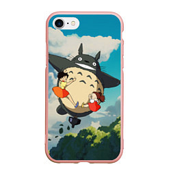 Чехол iPhone 7/8 матовый Flight Totoro, цвет: 3D-светло-розовый