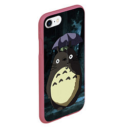 Чехол iPhone 7/8 матовый Totoro in rain forest, цвет: 3D-малиновый — фото 2