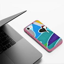 Чехол iPhone 7/8 матовый Граффити сердце, цвет: 3D-малиновый — фото 2