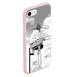 Чехол iPhone 7/8 матовый Дэнжи - Человек бензопила, цвет: 3D-светло-розовый — фото 2