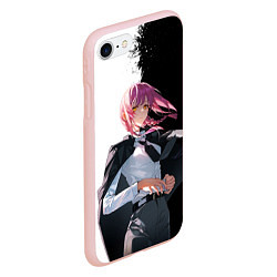 Чехол iPhone 7/8 матовый Макима - Два цвета - Человек бензопила, цвет: 3D-светло-розовый — фото 2