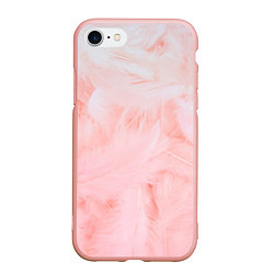 Чехол iPhone 7/8 матовый Aesthetic visual art pink feathers, цвет: 3D-светло-розовый