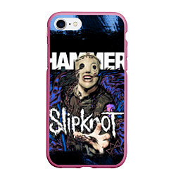 Чехол iPhone 7/8 матовый Slipknot hammer blue, цвет: 3D-малиновый