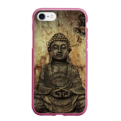 Чехол iPhone 7/8 матовый Статуя Будды, цвет: 3D-малиновый